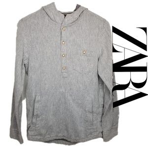 ZARA BOYS hooded half button shirt size 13-14